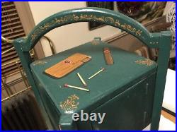 VINTAGE SMOKING TABLE Green With Cigar Smoking Theme 32.5 in. TALL