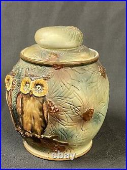 VINTAGE or ANTIQUE NIPPON TOBACCO HUMIDOR WITH 2 OWLS