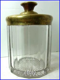 VTG Antique 1800's Glass Paneled Tobacco Cigar Pipe Jar Humidor with Copper Lid