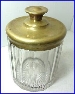 VTG Antique 1800's Glass Paneled Tobacco Cigar Pipe Jar Humidor with Copper Lid