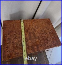 VTG Burl Cedar Wood Cigar Humidor Cabinet Freestanding Cabriol Curved Legs