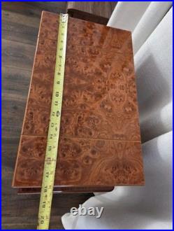 VTG Burl Cedar Wood Cigar Humidor Cabinet Freestanding Cabriol Curved Legs