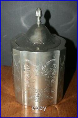 VTG Humidor Tobacco Jar Sterling Silver Silver Plate Cigar Cigarette Canister