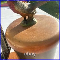VTG Pheasant Tobacco Humidor Pipe Rest Hunting Lodge Cabin Smoker Stand RARE