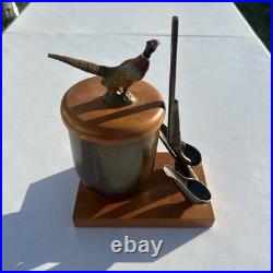 VTG Pheasant Tobacco Humidor Pipe Rest Hunting Lodge Cabin Smoker Stand RARE