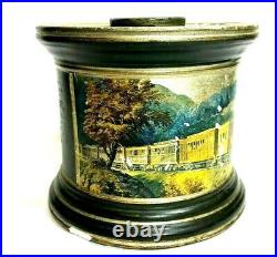 VTG Train Tobacco Jar Comoy's of London Canister Smoke Pipe Italy Chalkware