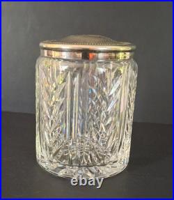 VTG Waterford Crystal Cigar Humidor with Silverplate Lid, 5 Tall x 4 READ