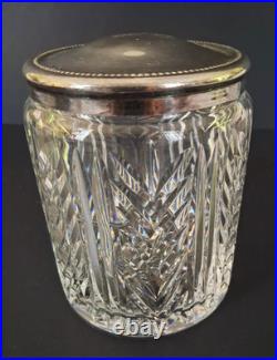 VTG Waterford Crystal Cigar Humidor with Silverplate Lid, 5 Tall x 4 READ