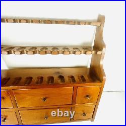 VTG Yield House Wood Tobacco Cabinet Wall Display Humidor/Drawers Holds 29 Pipes