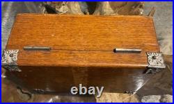 Very Rare Antique Victorian Oak Wood Cigar Humidor Box Patented In 1890