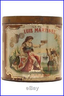 Very rare 1902 Luis Martinez litho 50 cigar humidor tin in good condition