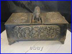 Victorian Hunting Dog Silver Plated White Metal Embossed Humidor Middletown
