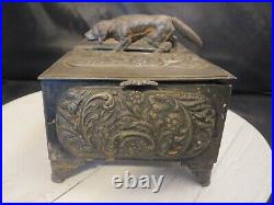 Victorian Hunting Dog Silver Plated White Metal Embossed Humidor Middletown