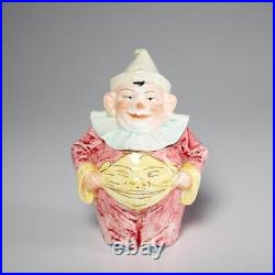 Victorian Majolica Happy Smiling Belly Clown Figural Humidor Tobacco Jar Antique