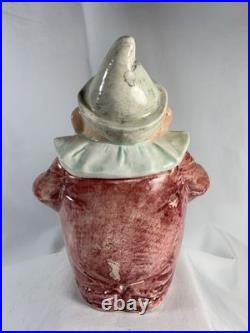 Victorian Majolica Happy Smiling Belly Clown Figural Humidor Tobacco Jar Antique