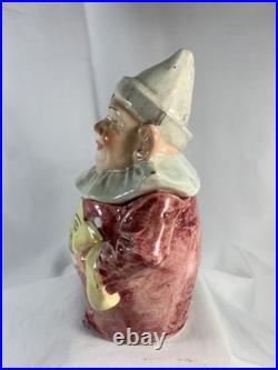 Victorian Majolica Happy Smiling Belly Clown Figural Humidor Tobacco Jar Antique