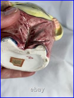 Victorian Majolica Happy Smiling Belly Clown Figural Humidor Tobacco Jar Antique