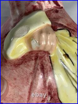 Victorian Majolica Happy Smiling Belly Clown Figural Humidor Tobacco Jar Antique
