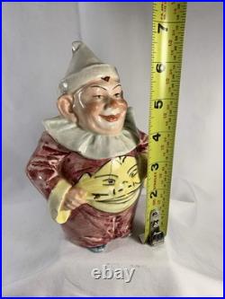 Victorian Majolica Happy Smiling Belly Clown Figural Humidor Tobacco Jar Antique