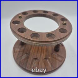 Vintage 10 Pipe Humidor Stand Comes With 8 Tobacco Pipes & Glass Humidor