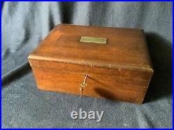 Vintage 12x4x8 Oak Humidor Box Desk Wood Cigar lined inside white inside
