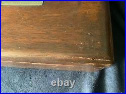 Vintage 12x4x8 Oak Humidor Box Desk Wood Cigar lined inside white inside