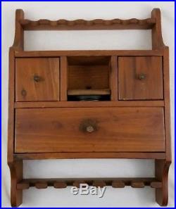 Vintage 14 pipe tobacco jar cabinet smoking display rack holder stand wood