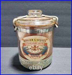 Vintage 1912 Benson & Hedges Glass Humidor Antique Cuban Cigar Jar Habana