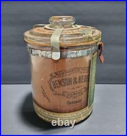 Vintage 1912 Benson & Hedges Glass Humidor Antique Cuban Cigar Jar Habana