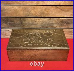Vintage 1920s SilverCrest Decorated Bronze Humidor Cigar Box #2275 Nautical Vintage 1920s SilverCrest Decorated Bronze Humidor Cigar Box #2275 Nautical