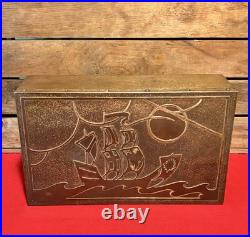 Vintage 1920s SilverCrest Decorated Bronze Humidor Cigar Box #2275 Nautical Vintage 1920s SilverCrest Decorated Bronze Humidor Cigar Box #2275 Nautical