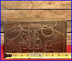 Vintage 1920s SilverCrest Decorated Bronze Humidor Cigar Box #2275 Nautical Vintage 1920s SilverCrest Decorated Bronze Humidor Cigar Box #2275 Nautical