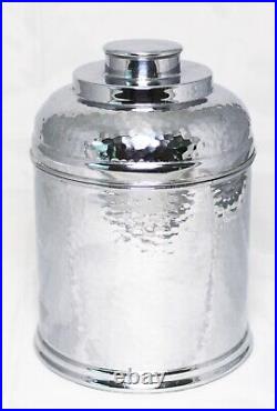 Vintage 1930's Hammered Aluminum Pipe Tobacco Humidor Jar Rumidor Cap