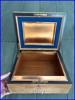 Vintage 1930s Alfred Dunhill Mahogany Wood Cigar Humidor Rare Copper Lining