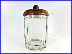 Vintage 1960s 6 Pipe Rounded Art Deco Wood Stand with Clear Glass Humidor
