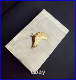 Vintage 1970 Hermes Gold & Silver Plated Horse Head Equestrian Cigar Box Humidor