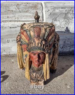 Vintage 3 Native American Indian Chiefs Chalkware Tobacco Jar Humidor Vintage 3 Native American Indian Chiefs Chalkware Tobacco Jar Humidor