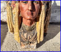Vintage 3 Native American Indian Chiefs Chalkware Tobacco Jar Humidor Vintage 3 Native American Indian Chiefs Chalkware Tobacco Jar Humidor