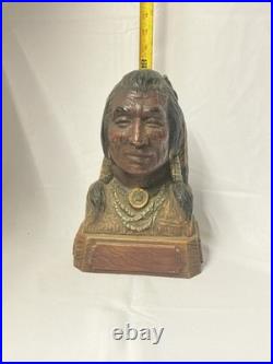 Vintage ALFCO Cigar Tobacco Shop Composite Carved Indian Humidor 13