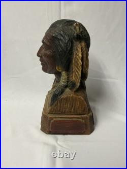 Vintage ALFCO Cigar Tobacco Shop Composite Carved Indian Humidor 13