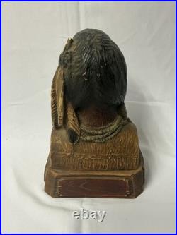 Vintage ALFCO Cigar Tobacco Shop Composite Carved Indian Humidor 13