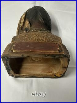 Vintage ALFCO Cigar Tobacco Shop Composite Carved Indian Humidor 13