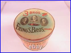 Vintage Advertising Empty Fring 3 Bros Beautiful Cigar Round Tobacco Nice 697