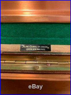 Vintage Alfred Dunhill Cigar Humidor burl wood inlaid copper, 12.25 X 10.5 X 5.5
