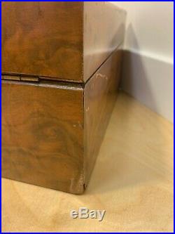 Vintage Alfred Dunhill Cigar Humidor burl wood inlaid copper, 12.25 X 10.5 X 5.5