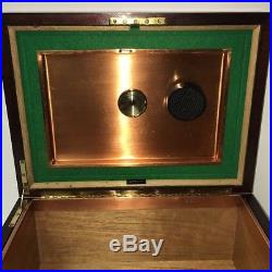 Vintage Alfred Dunhill Large Wood Cigar Humidor 15x11x7 Copper Nice Condition