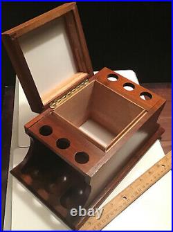 Vintage Alfred Dunhill London Handcrafted Wood Brass Inlay 6 Pipe Rack Humidor