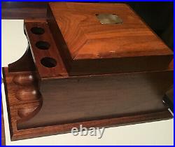 Vintage Alfred Dunhill London Handcrafted Wood Brass Inlay 6 Pipe Rack Humidor