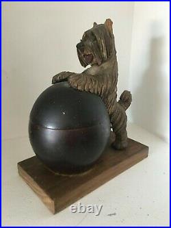 Vintage Anri Wood Carving Skye Terrier Tobacco Humidor AS IS