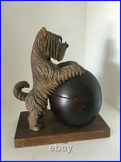 Vintage Anri Wood Carving Skye Terrier Tobacco Humidor AS IS